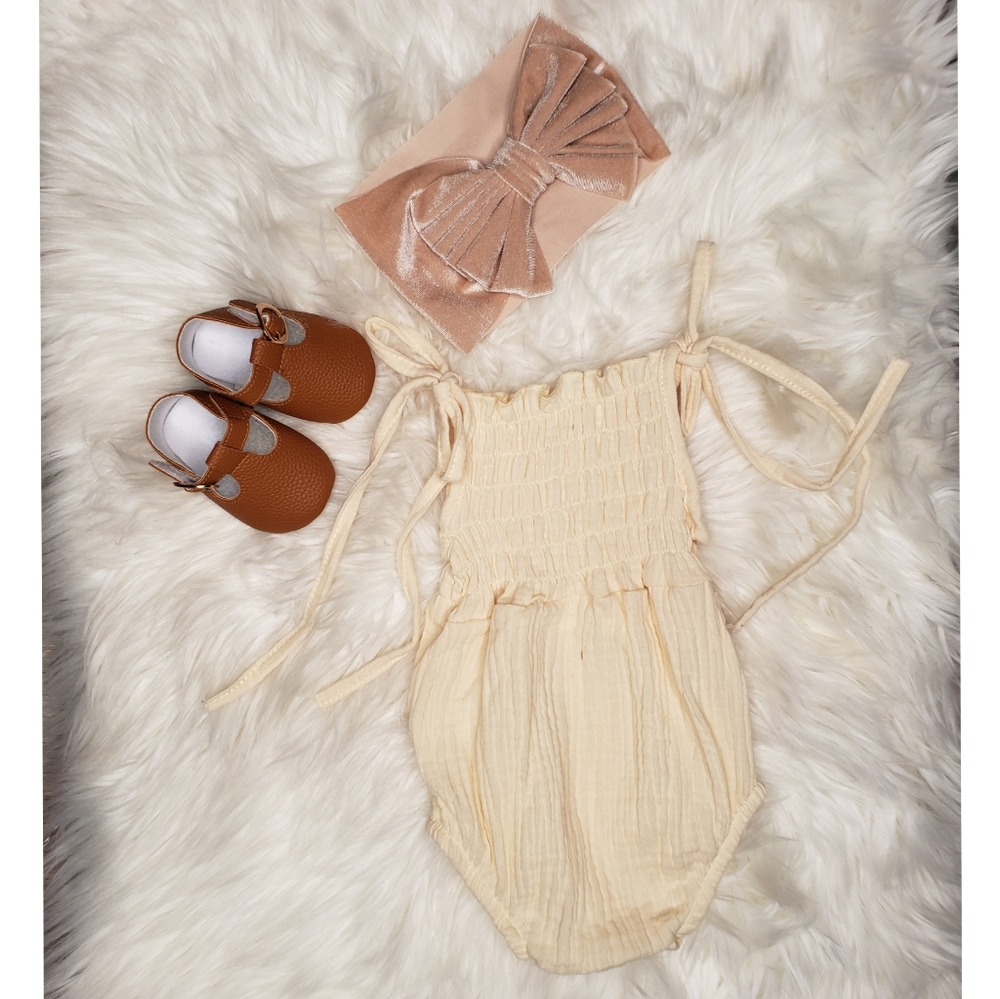 Baby shoes,Romper and Big Velvet Bow